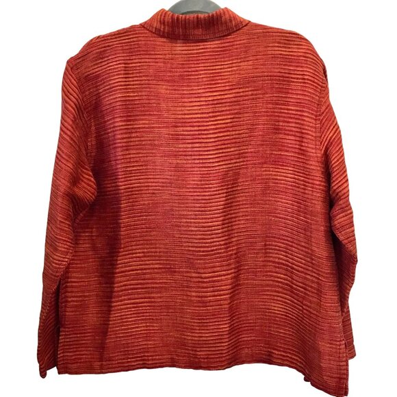 Chico's Design Women's Woven Linen Burnt Orange Button-up Shirt Size L Lagenlook - Picture 4 of 11